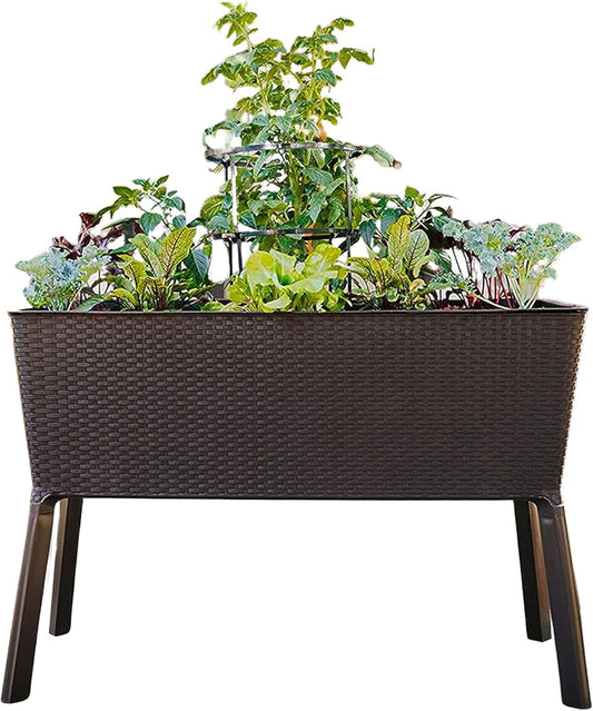 🏡💚 Large Elevated Planter Box – 44.5" Wide Resin Raised Bed for Patio, Balcony or Backyard – No Bending, Easy Gardening ✨🌱